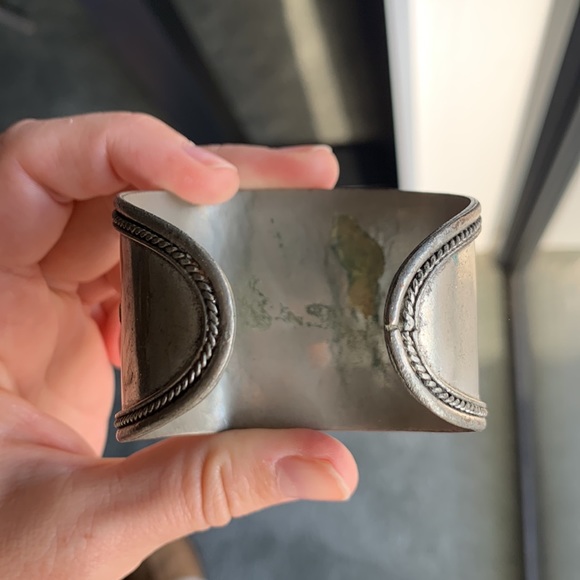 Southwestern Vintage Metal Cuff Bracelet with Stones - Picture 9 of 16